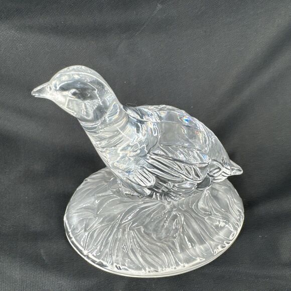 Crystal Red Grouse Figurine Glass Cristal D'Arques France Clear 5.5” T x 5.25”L - Picture 4 of 12